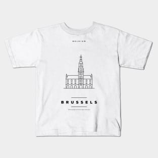 Brussels Minimal Black Line Design Kids T-Shirt